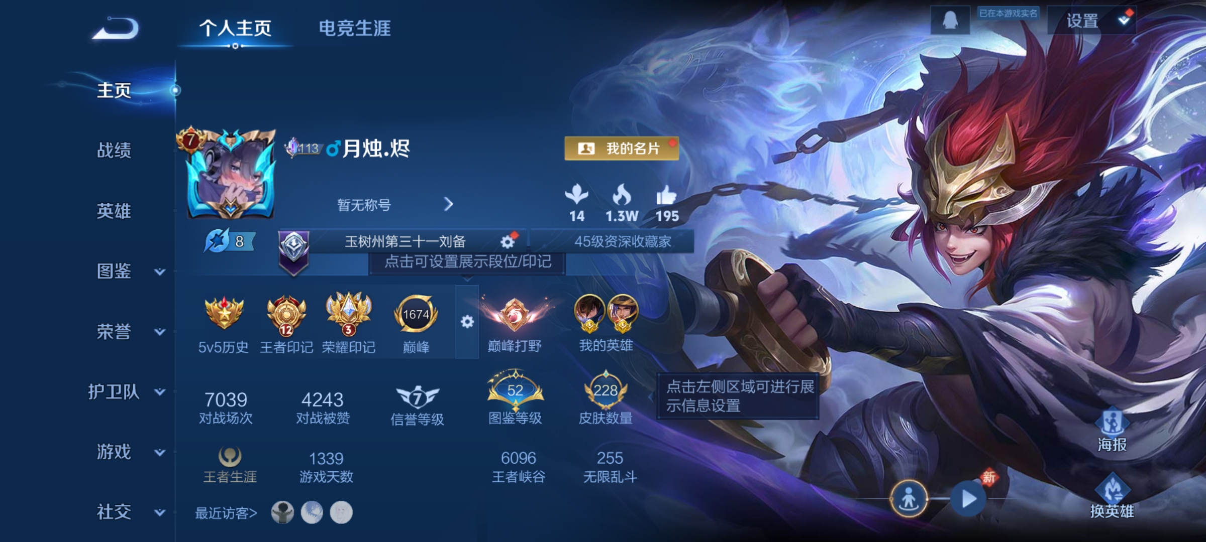 王者荣耀账号安卓QQ127英雄-228皮肤-【V7 16传说 228皮肤 127英雄】对抗路34段，16传说，白虎志,一