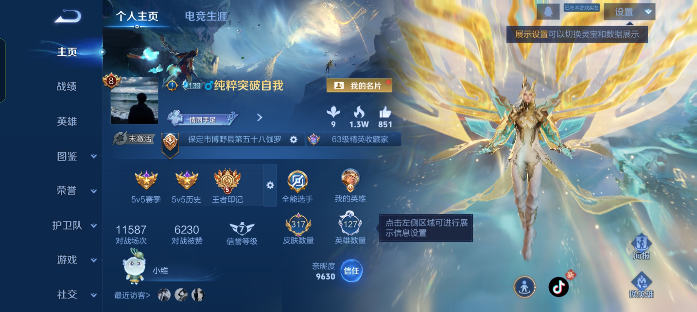 王者荣耀账号安卓QQ127英雄-317皮肤-发育路25段，银白咏叹调，24传说，白虎志,云鹰飞将,一念神魔,记忆之芯,炽