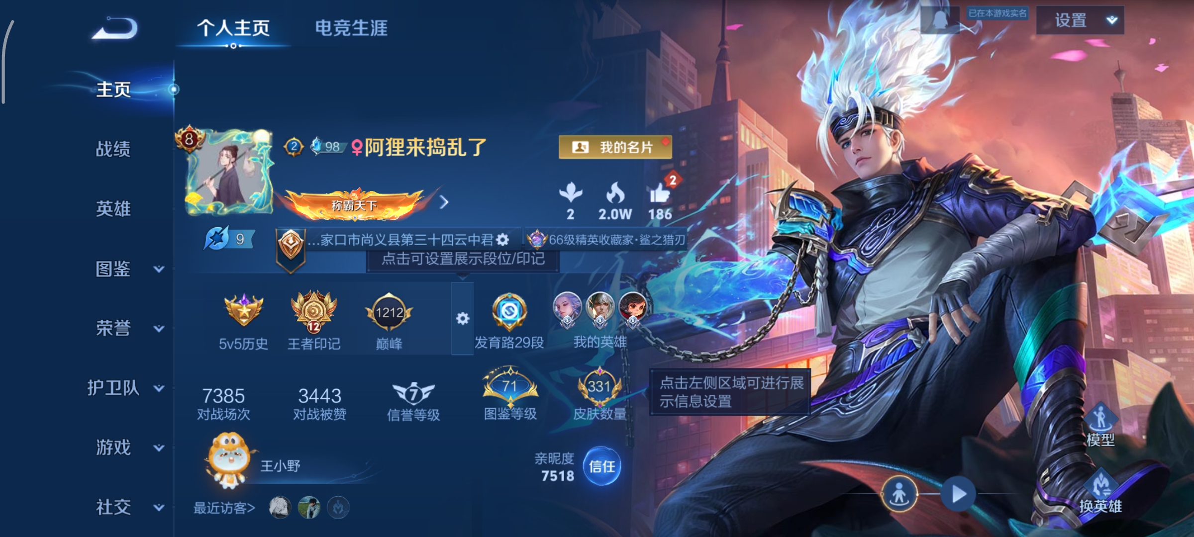 王者荣耀账号安卓QQ127英雄-331皮肤-566，发育路29段，弑枪猎影，20传说，云鹰飞将,山海·炽霜斩,逐花归海,