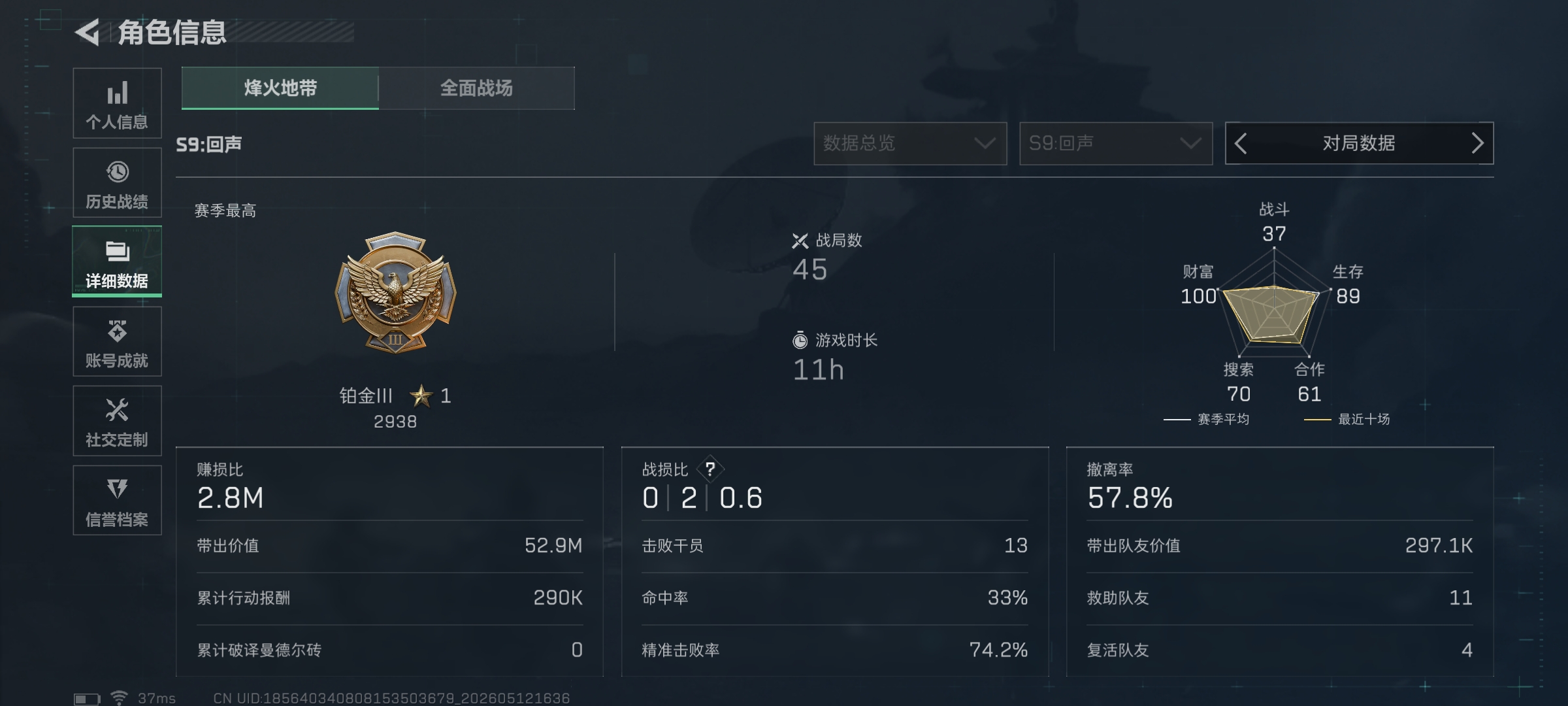 SJZCMW4141626三角洲行动账号详情图4