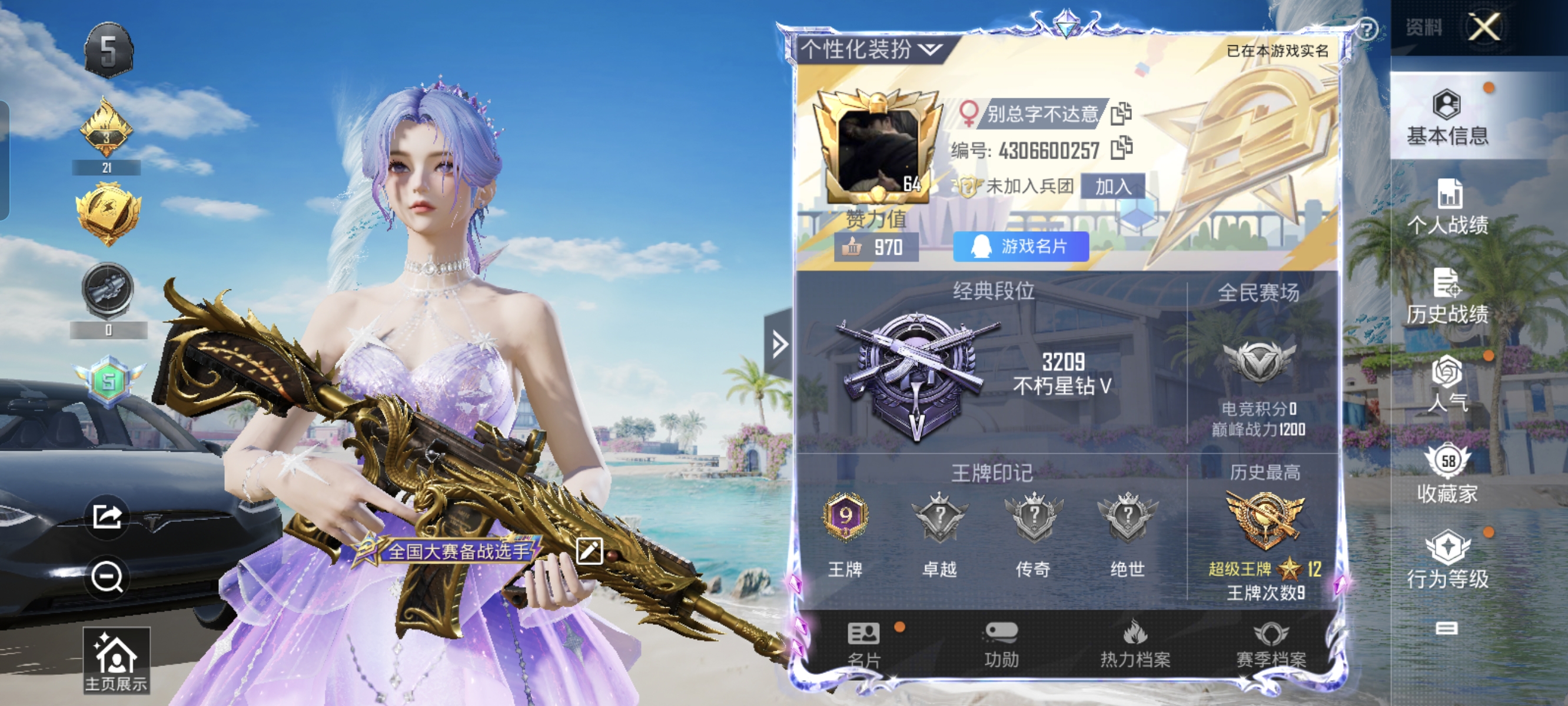 HPCMW3312836和平精英账号详情图1